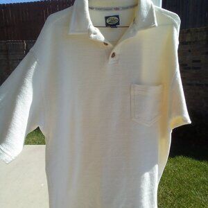 Tommy Baham 100% Cotton Yellow Polo Size Large Relax Fit Lightweight